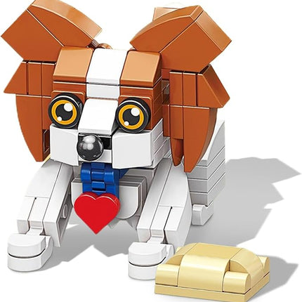 Papillon Mini Dog Building Blocks Set, Micro Bricks Animals Building Toys, Party Favors Pet Toys Gifts for Kids