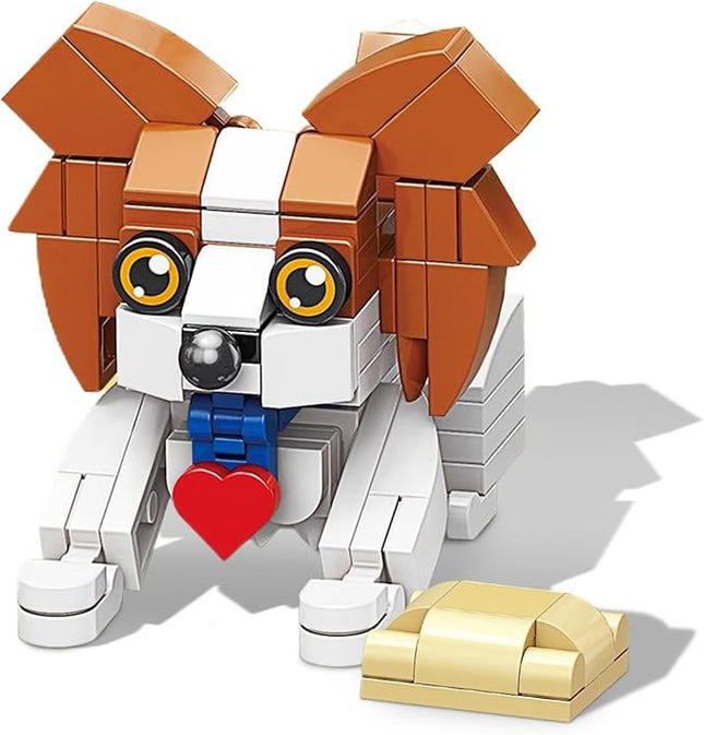 Papillon Mini Dog Building Blocks Set, Micro Bricks Animals Building Toys, Party Favors Pet Toys Gifts for Kids