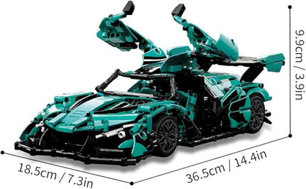 Adults Challenging Racing Car Building Blocks Kit，1:14 1391 Pieces Car Model Building Set DIY Toys for Boys (Green)