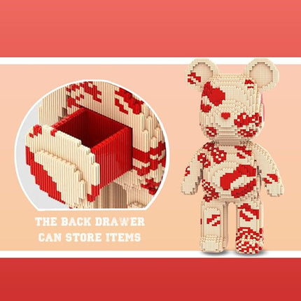 DAHONPA Animal Kiss Love Bear Micro Building Blocks Set with Storage Drawer (7220 Pieces), Gift for Adults and Kids