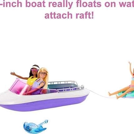 Barbie Mermaid Power Dolls & Toy Boat Playset, "Malibu" & "Brooklyn" in 18-in Floating Boat with See-Through Bottom & Accessories