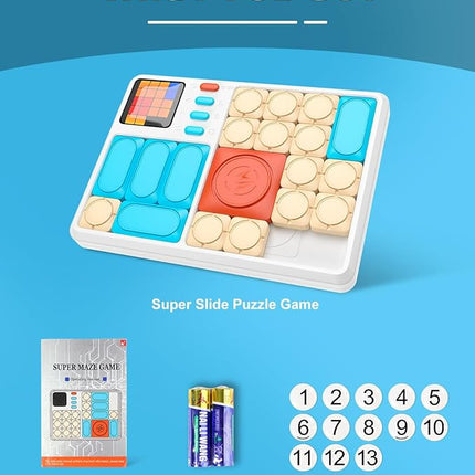 Super Slide Puzzle Games, Handheld Electronic Brain Teaser with 500+ Challenges 7 Levels for Boys, Girls, Adults - Portable Learning Toys Birthday Gifts for Travel, Road Trip, Easter Basket