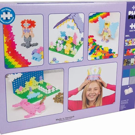 Plus-Plus - Learn to Build Super Set - Pastel Mix, 1,200 Pieces w/ 4 Baseplates - Construction Building Stem/Steam Toy, Interlocking Mini Puzzle Blocks for Kids
