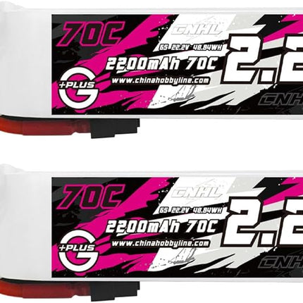 CNHL 2200mAh 6S Lipo Battery 22.2V 70C with XT60 Plug for RC Car Airplane Truck Boat Buggy Heli Airplane Drone (2 Packs)