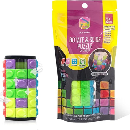 R.Y.TOYS Rotate and Slide Puzzle-Design Patent,Fidget Toys(Restore Order/Create Patterns) 8 Colors,6 Layers-Detach Piece for Quick Play,Brain Teaser,Sensory Toys,Birthday Gifts,Easter Basket Stuffers