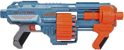 Nerf Elite 2.0 Shockwave RD-15 Blaster, 30 Nerf Darts, 15-Dart Rotating Drum, Pump-Action Slam Fire, Built-in Customising Capabilities 7.9 x 67.3 x 30.5 cm