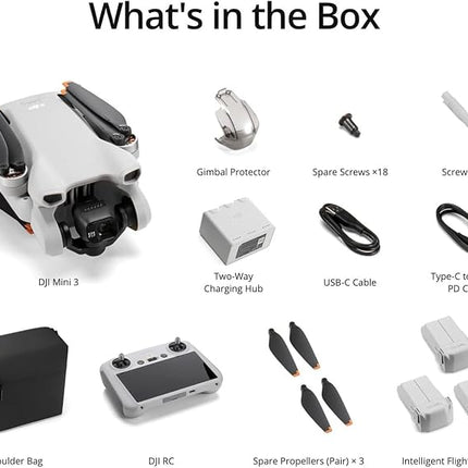 DJI Mini 3 Fly More Combo (DJI RC), Drones with Camera for Adults 4K, 3 Batteries for 114-min Flight Time, Vertical Shooting, 32800ft (10km) Video Transmission, Lightweight Mini Drone for Beginners