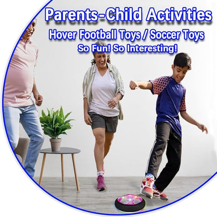 VNVDFLM Hover Soccer Ball Toys for Boys, LED Light Soccer Balls with Soft Foam Bumpers﻿, Indoor Outdoor Air Floating Hover Ball Football Game Kids Gifts Toys for Age 3-12 Year Old Boys Girls（Purple