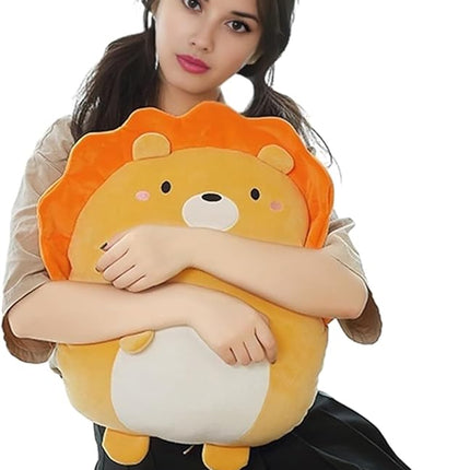 Soft Flat Lion Plush Hugging Pillow Cute Yellow Lion Stuffed Animal Plushies Toys Kids Orange Anime Cushion for Birthday, Valentine's Day, Christmas...12 Inch