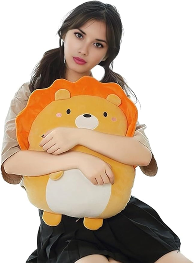 Soft Flat Lion Plush Hugging Pillow Cute Yellow Lion Stuffed Animal Plushies Toys Kids Orange Anime Cushion for Birthday, Valentine's Day, Christmas...12 Inch