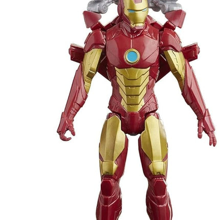 Avengers Marvel Titan Hero Series Blast Gear Iron Man Action Figure, 12-Inch Toy, with Launcher, 2 Accessories and Projectile, Ages 4 and Up, Red