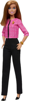 Barbie Careers Doll & Accessories, Future Leader with Blonde Hair Wearing Outfit with 2 Golden Bracelets & “B” Pin, Includes Sticker for Kids