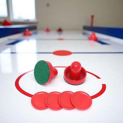 2 Pcs Red Air Hockey Pushers and Air Hockey Pucks Great Goal Handles Paddles Replacement Accessories for Game Tables, Air Hockey Tables and Equipment