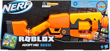 Nerf Roblox Adopt Me!: Bees! Lever Action Dart Blaster, Rotating 8-Dart Drum, 8 Elite Darts, Code to Unlock in-Game Virtual Item