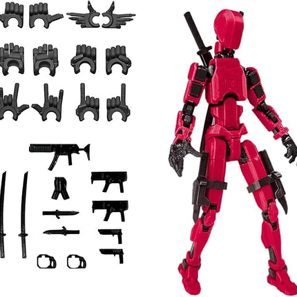 Pre-Assembed 3D Printed 5.54'' Stick 13 Action Figure, Multi-Jointed Tian13, Articulated T13 Desktop Decoration,12 in 1 Accessories, Best Birthday Festival Gift