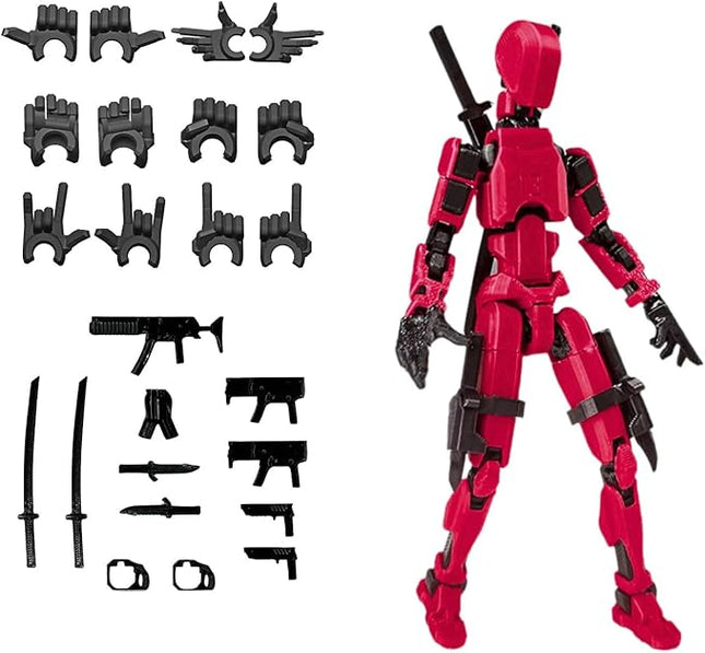 Pre-Assembed 3D Printed 5.54'' Stick 13 Action Figure, Multi-Jointed Tian13, Articulated T13 Desktop Decoration,12 in 1 Accessories, Best Birthday Festival Gift