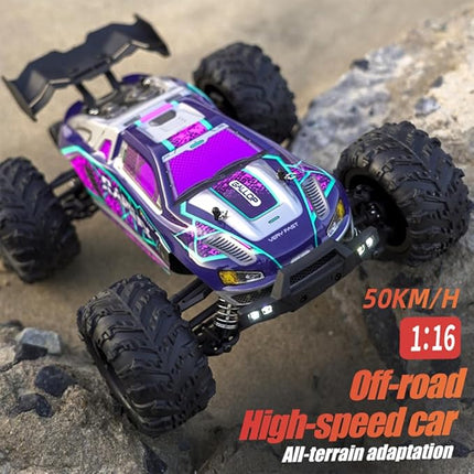 X-Verse 16101 1/16 Fast RC Cars for Adults, Max 38 mph Carbon Brush Motor Remote Control Car All Terrain RC Truggy Waterproof Off Road Truck - 3 Battery(Blue)