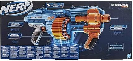 Nerf Elite 2.0 Shockwave RD-15 Blaster, 30 Nerf Darts, 15-Dart Rotating Drum, Pump-Action Slam Fire, Built-in Customising Capabilities 7.9 x 67.3 x 30.5 cm