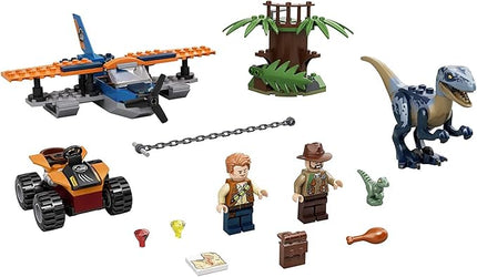 LEGO Jurassic World Velociraptor: Biplane Rescue Mission 75942, Dinosaur Toy for Preschool Kids, Featuring a Buildable Plane Toy, Posable Velociraptor, and Baby Raptor Delta (101 Pieces)