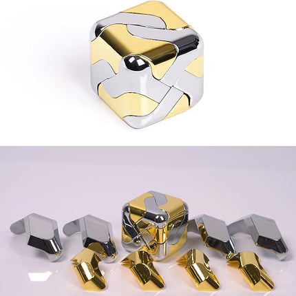 Metal-Puzzles Brain-Teaser 3D-Toys: Fidget-Toys Cool-Gadgets-Stuff Square-Cube-Box Puzzle-Toy ADHD Tools Stress Relief Gift for Kid Children Teen Adult Office Home School Christmas