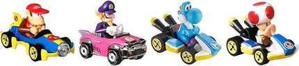 Hot Wheels Mario Kart Vehicle 4-Pack, Set of 4 Fan-Favorite Characters Includes 1 Exclusive Model, Collectible Gift for Kids & Fans Ages 3 Years Old & Up