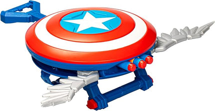 Marvel Studios Captain America Brave New World NERF Skyshot Blaster, Shield Roleplay Toy, Super Hero Toys for Kids 5 and Up