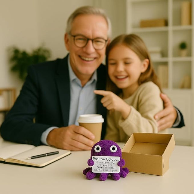 Positive Octopus - Emotional Support Crochet Dolls, Positive Crochet Animals, Emotional Support Plush Gift, Stuffed Animal for Anxiety & Stress Relief