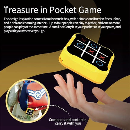 Tic Tac Toe Game Machine, 4 in 1 Handheld Electronic Game for Education & Memory Growth, Home & Kids (Yellow)
