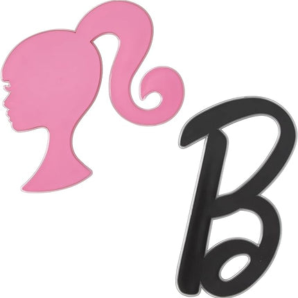 Barbie Cake Toppers | 2 Pack | Large Barbie B and Silhouette Cake Decorations, Pink and Black Ready To Use Toppers, Food Safe