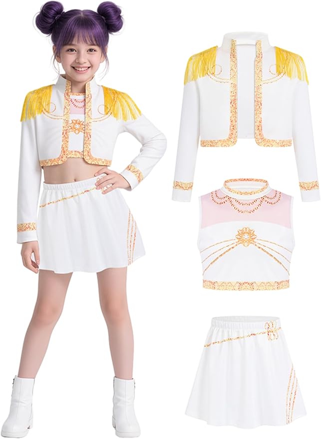 Girls Demon Pop Singer Hunters Costume 3-14 Years Stage Dance Idol Cosplay Outfit, Kids Halloween Costumes