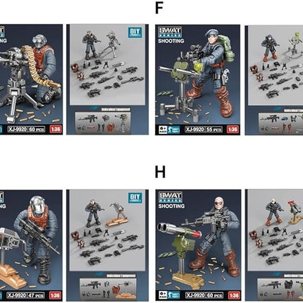 YEIBOBO ! Army Men Set SWAT Team Military Action Figures Mini Soldier Model Toys and Gear Accessories for Kids 6+ (Defence SWAT XJ-9920)