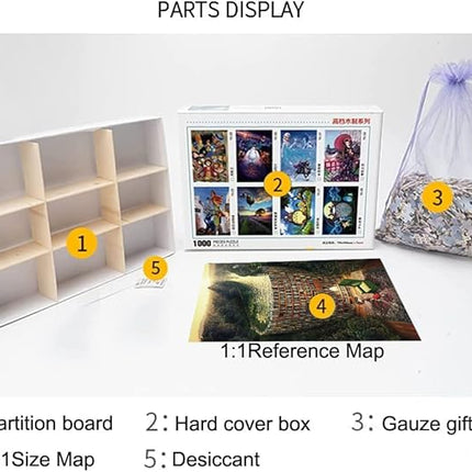1000 Pieces Puzzle for Adults, Wooden Puzzles 29.5 x 19.7 in,Bookshelf Canal