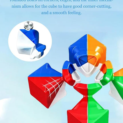 CFMOUR Magnetic Speed Cube 3x3 - Moyu Meilong 3M Stickerless Magic Cubes with Stand - Fast Smooth Problem-Solving Brain Teaser Puzzle Toy for Kids & Adults