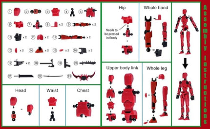 Action Figure Set, Model 13 Action Figure Multi-Jointed Movable,Gift Box Packaging, a Great for Loved Ones and Friends. (Black + Red)