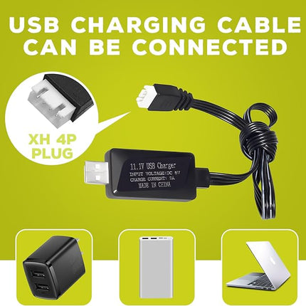 sea jump 3S Lipo Battery 11.1V 3000mAh 35C with EC3 Plug and USB Charging Cable Suitable for RC Car, Truck, Remote Control Boat, RC Quadcopter Aircraft, FPV Drone Battery