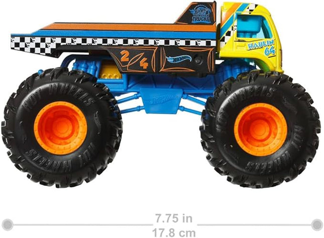 Hot Wheels Monster Trucks Oversized Haulin 64 Flatbed Truck, 1:24 Scale, Die-Cast