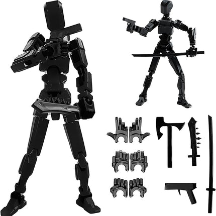 Assembly Completed Titan 13 Action Figure,Lucky Robot 13 Figures,Multi Jointed Movable Action Figures,3D Printed Action Figure for Multiple Accessories(Black-1pc)