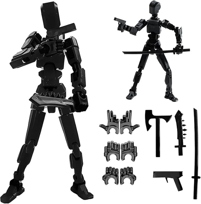 Assembly Completed-2025 Upgrade Titan 13 Action Figures,Action Figure 3D Printed Multi-Jointed Movable,Lucky Robot 13 Action Figure Set,Desk Decoration,Creative Gifts(Black)