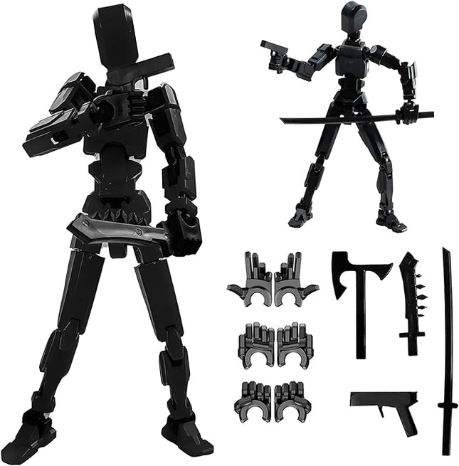 Titan13 Action Figure, Lucky Robot 13 Action Figure,3D Printed Multi-Jointed Movable Action Figures,Dummy Robot 13 Figure Creative Gifts for Kids Adults (Black)