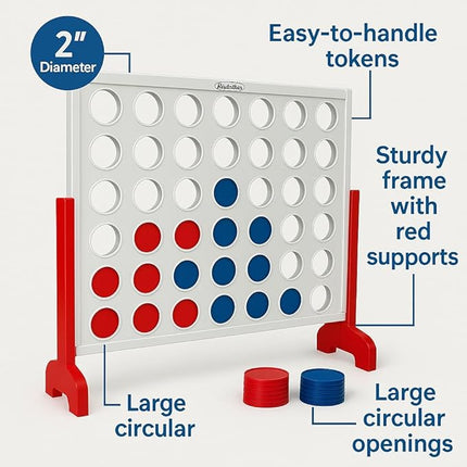 Bolaball 4 in a Row Game – 3Ft 4 to Score Game for Kids & Adults, Indoor/Outdoor Family Yard, Portable Party for Home, Picnic & Travel, Wooden