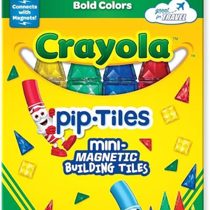 CreateOn Crayola Mini Magnetic PIP-Tiles, Bold Colors - Building Set for Kids, Magnetic Building Toys for Kids, STEM Travel Toys for Boys and Girls Ages 3+, 24-Piece Set (Bold)