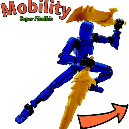 3D Printed 5.54-inch Multi-Jointed Action Figures Dummy13, Full Body Mechanical Movable Toy, Multiple Accessories, Hand Painted Figure, Desk Decoration, Creative Gifts (Z-Set1)