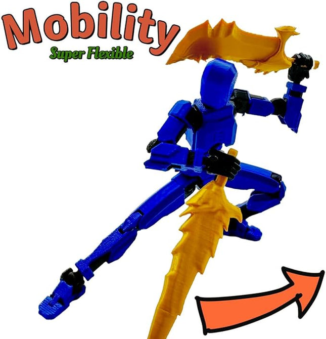 3D Printed 5.54-inch Multi-Jointed Action Figures Dummy13, Full Body Mechanical Movable Toy, Multiple Accessories, Hand Painted Figure, Desk Decoration, Creative Gifts (Z-Set1)