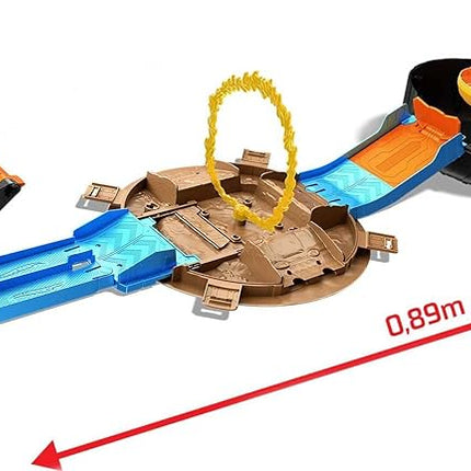 Hot Wheels Toy Monster Trucks Playset, Tire-Shaped Case Transforms into Race Course, 3 Trucks & 4 Cars in 1:64 Scale, Stunt Tire (Amazon Exclusive)