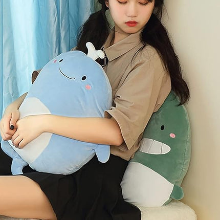 Soft Flat Whale Plush Hugging Pillow Cute Blue Whale Stuffed Animal Plushies Toys Kids Anime Cushion for Birthday, Valentine's Day, Christmas...16.5 Inch