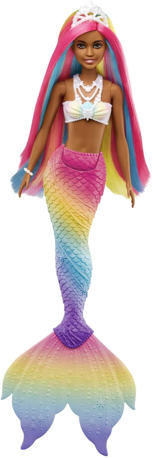 Barbie Dreamtopia Doll, Rainbow Magic Mermaid with Rainbow Hair & Light Brown Eyes, Water-Activated Color-Change Feature on Hair & Tail
