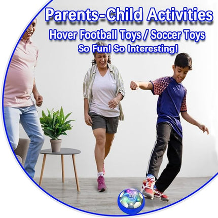 VNVDFLM Kids Toys Hover Soccer Ball with LED Light and Soft Foam Bumper, Air Floating Soccer Ball - Indoor Outdoor Game Gifts for Boys & Girls (Age 3-9) (Blue)