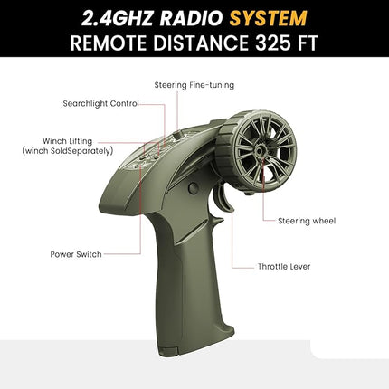 Remote Control Truck, RC Willys Military Jeep Car 1/12 Scale with Rechargeable Battery & Winch System, 2.4Ghz 4x4 Off-Road Remote-Control Crawler Vehicle for Boys Adult, Christmas Birthday Gift