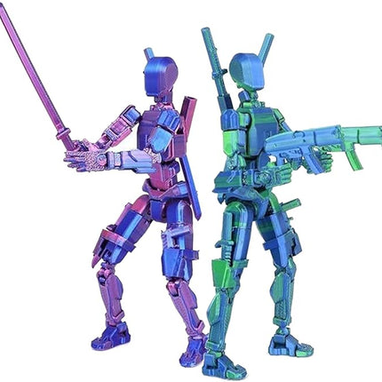 T13 Action Figure (Assembly Completed) Titan 13 Dummy 13 Action Figure Robot 13 Figure 3D Printed Articulated Multi-Jointed Movable Robot Model (2 Pack-B)