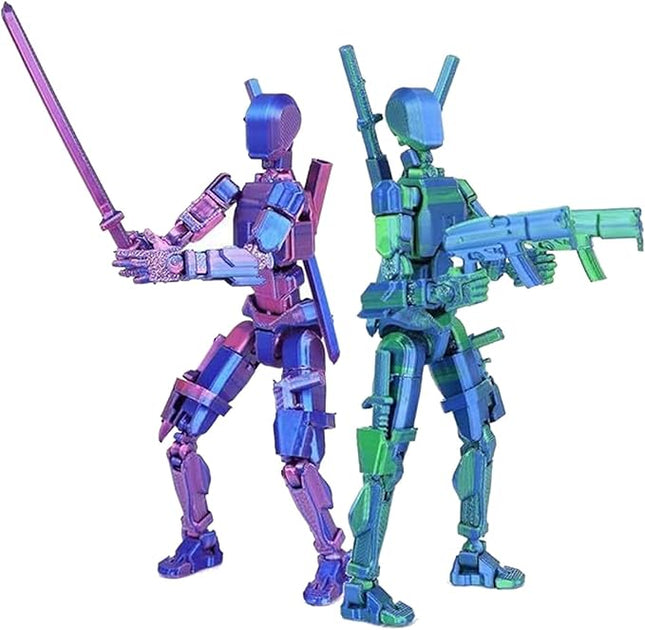 T13 Action Figure (Assembly Completed) Titan 13 Dummy 13 Action Figure Robot 13 Figure 3D Printed Articulated Multi-Jointed Movable Robot Model (2 Pack-B)
